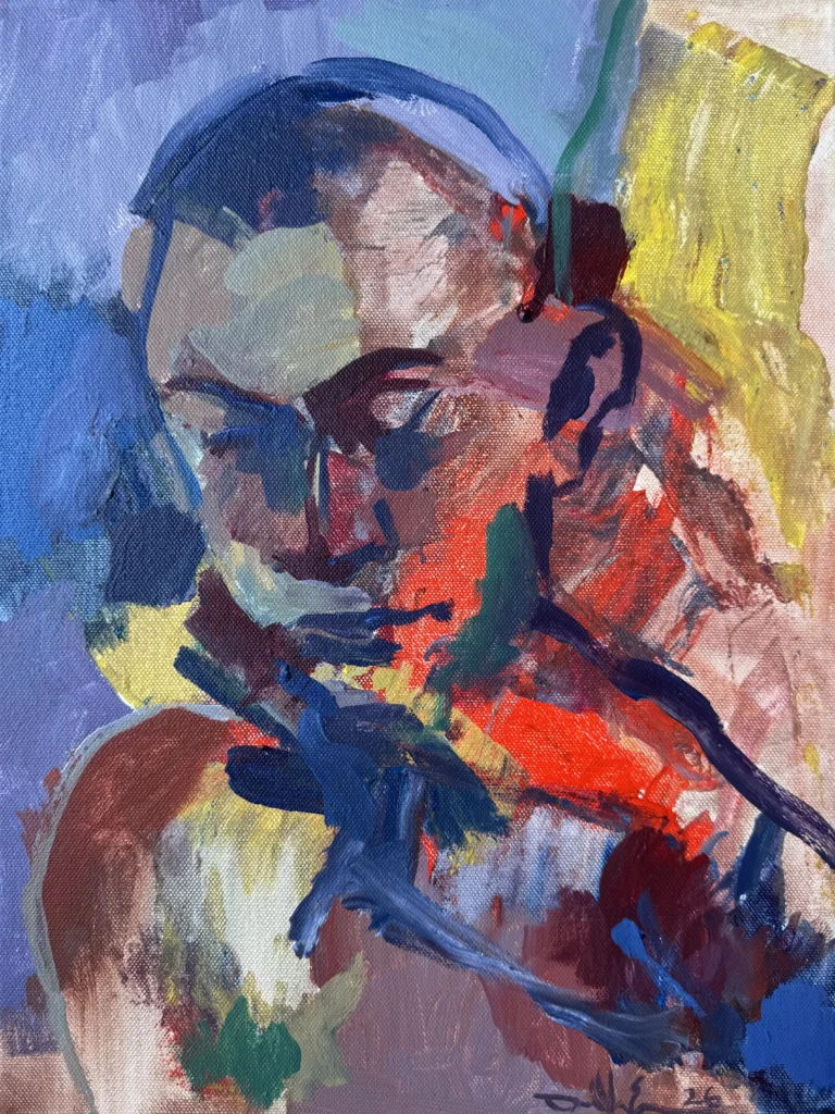 Her Warmth – $250, 12" x 16", Acrylic and Oil on Canvas, 2026