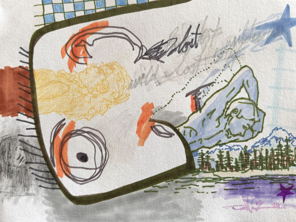 Lost in the Wilderness - $150, Mixed Media on Paper, 12" x 9", 2024