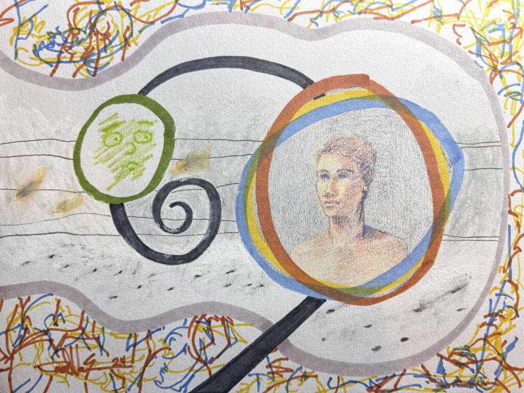A Bad Sign - $150, Mixed Media on Paper, 12" x 9", 2024