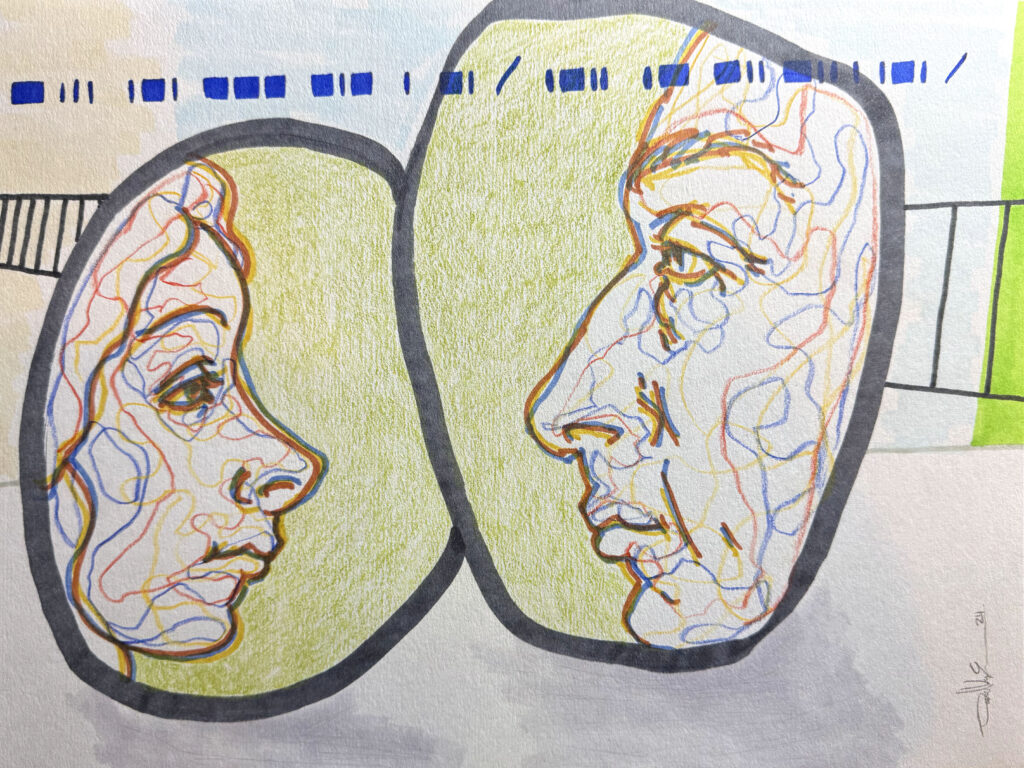Broken Ladder - Mixed Media on Paper, 12" x 9", 2024