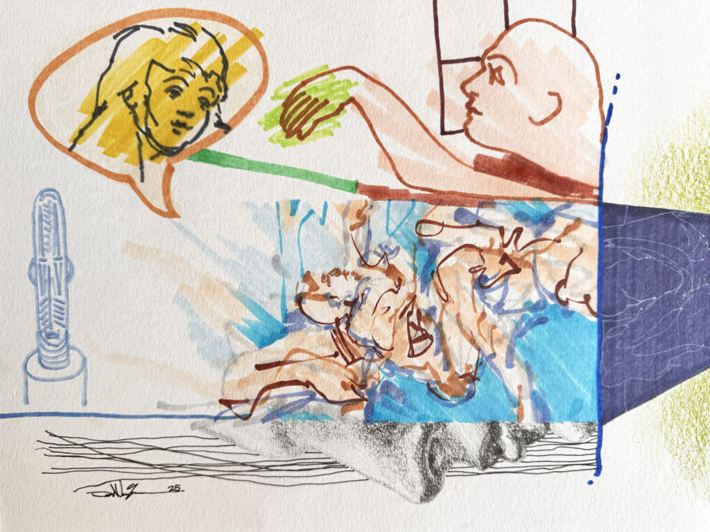 Opposites Attract - Mixed Media on Paper, 12" x 9", 2025