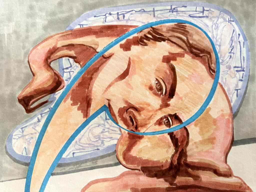 Misquoted - Mixed Media on Paper, 12" x 9", 2025