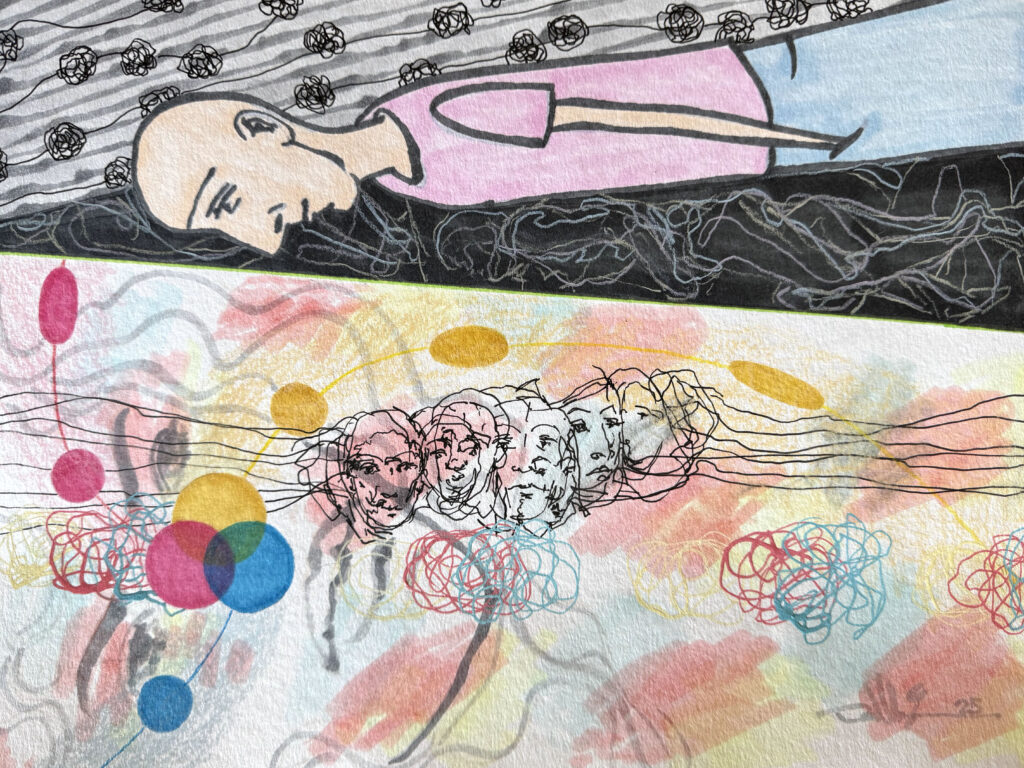 Asking The Universe What God Is - Mixed Media on Paper, 12" x 9", 2025