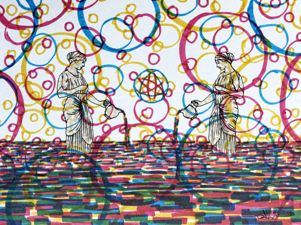 The Center Of The Multiverse - Mixed Media on Paper, 12" x 9", 2025