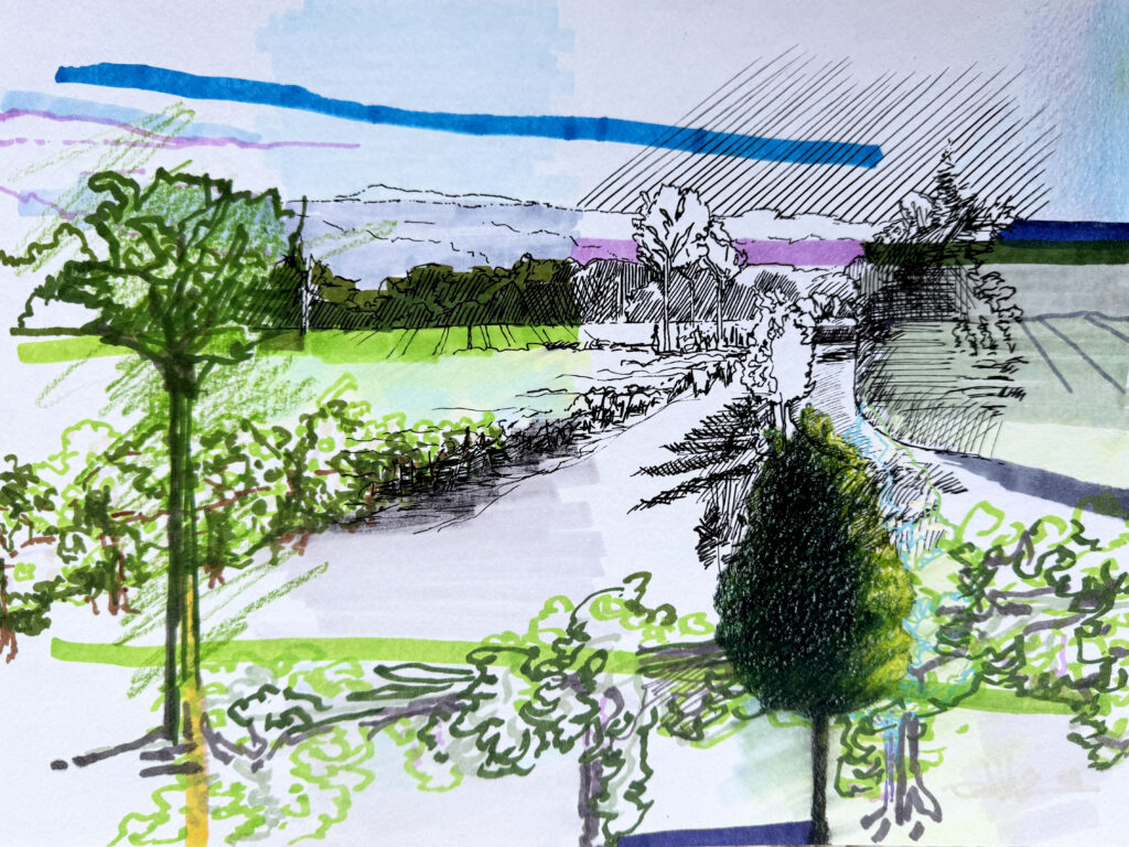 Dry Creek Valley - Mixed Media on Paper, 12" x 9", 2025