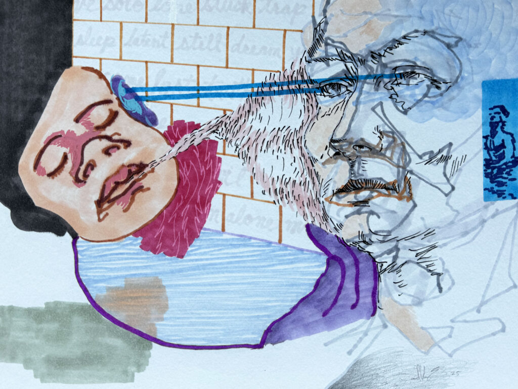 The Writing on the Wall - Mixed Media on Paper, 12" x 9", 2025