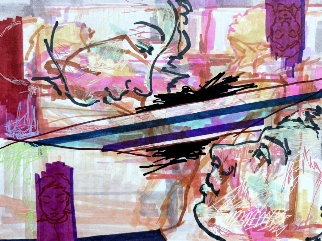 Horizon Blue - Mixed Media on Paper, 12" x 9", 2025