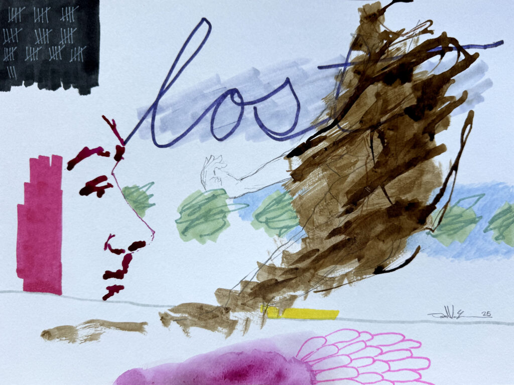 The Biggest Loss - Mixed Media on Paper, 12" x 9", 2025