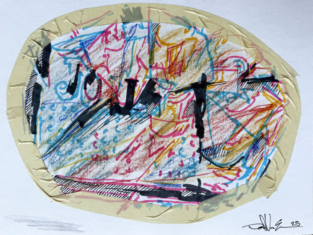 Observation Becomes Reality - Mixed Media on Paper, 12" x 9", 2025