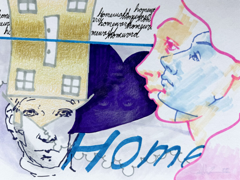 Homeward Bound - Mixed Media on Paper, 12" x 9", 2025