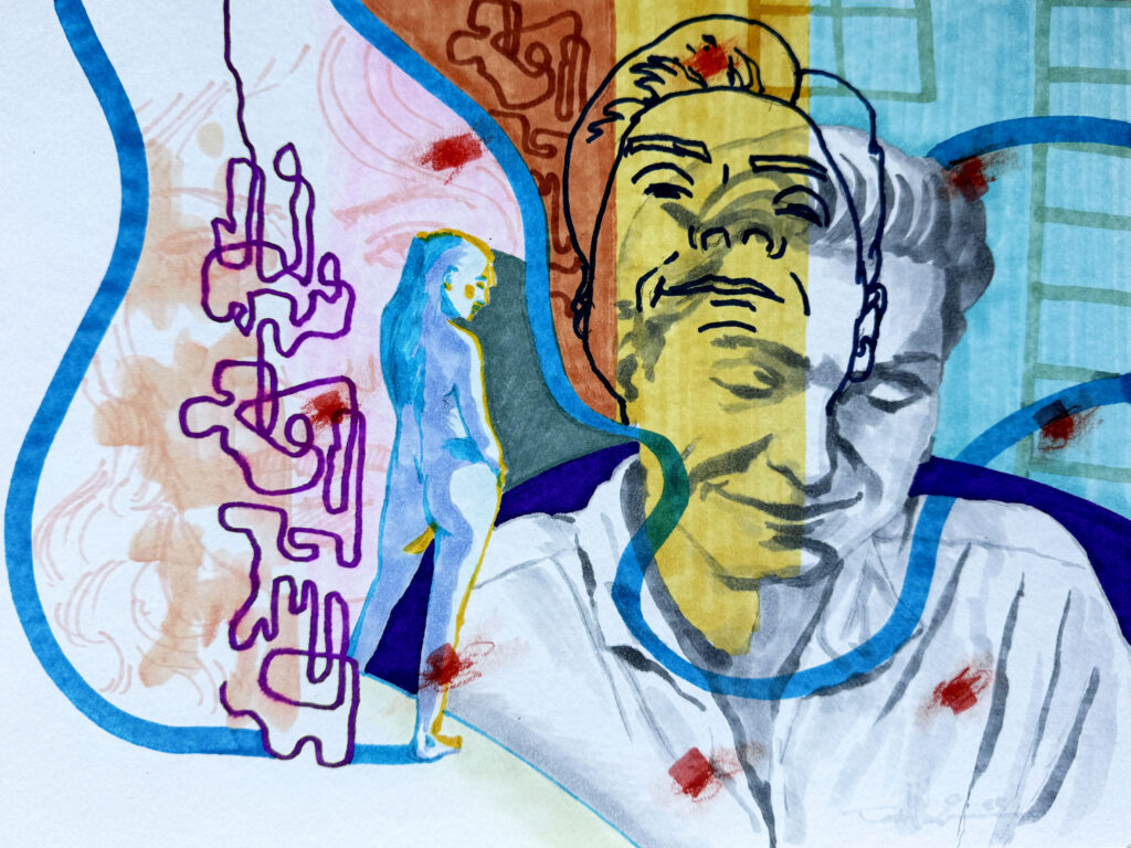 Living Memorial - Mixed Media on Paper, 12" x 9", 2025