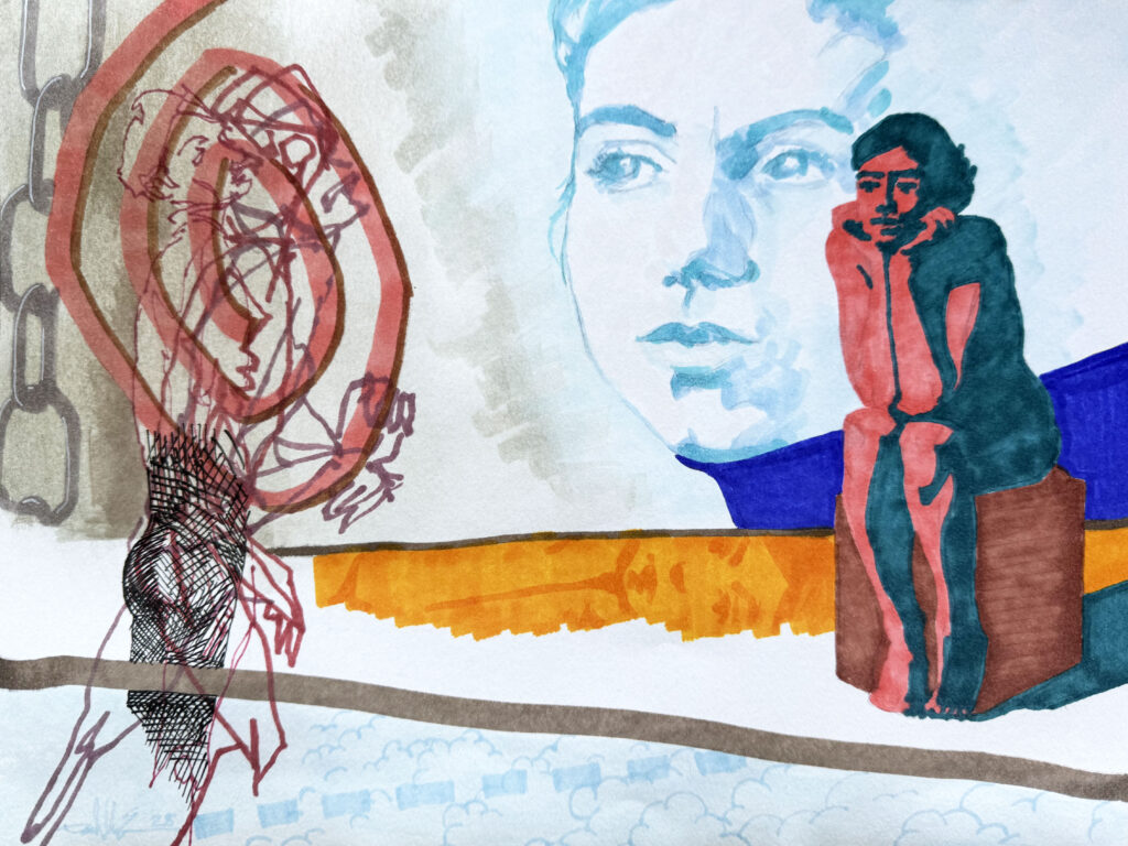 Self-Destruction - Mixed Media on Paper, 12" x 9", 2025