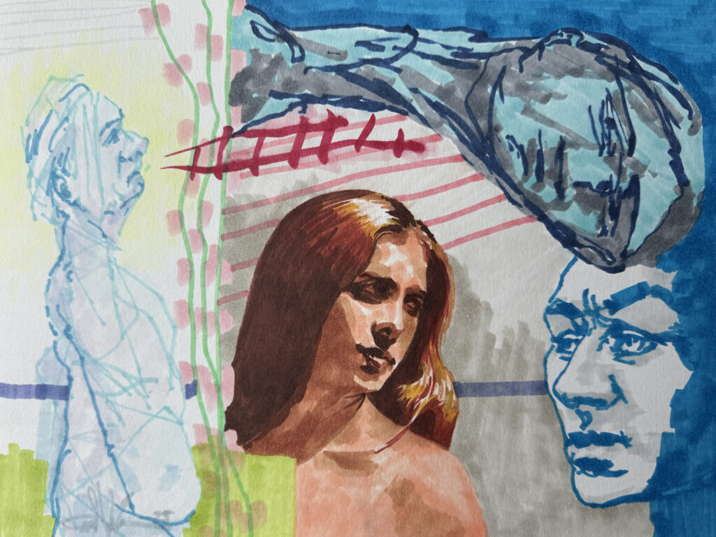 Fell Short - Mixed Media on Paper, 12" x 9", 2025