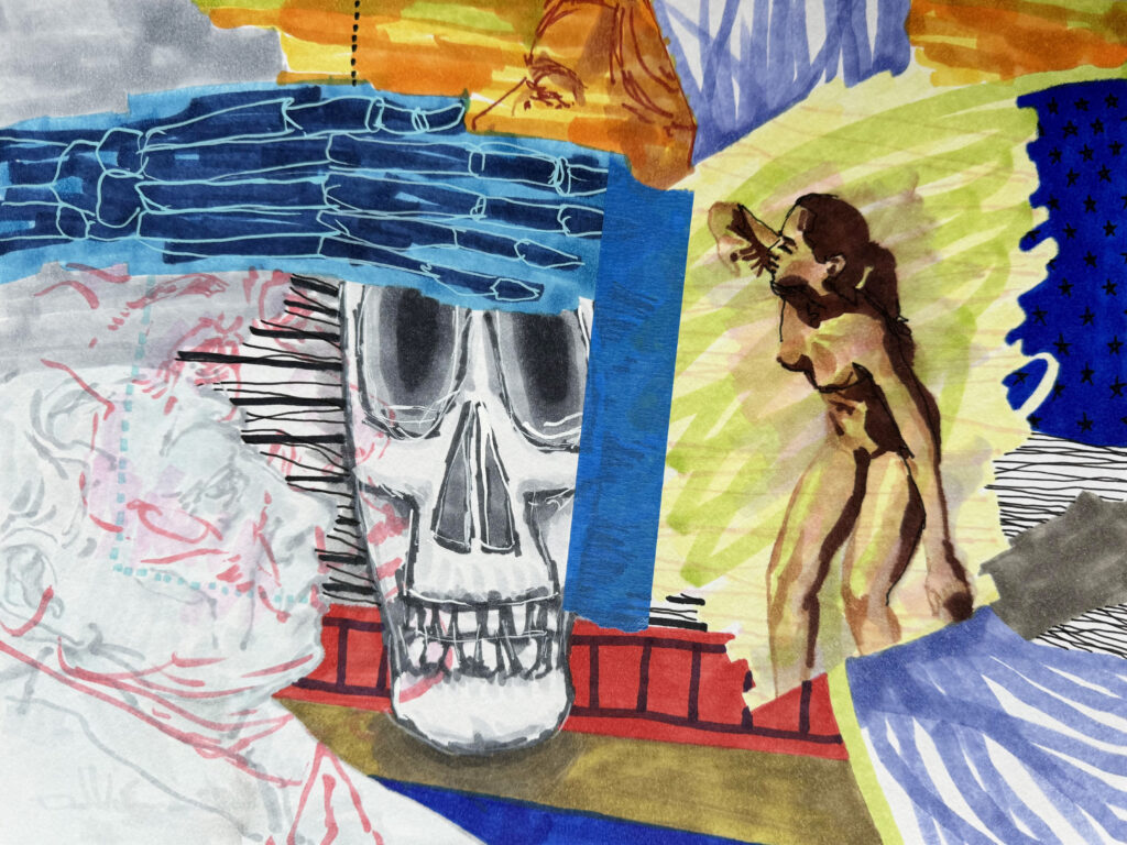 Traversing the Life Span - Mixed Media on Paper, 12" x 9", 2025
