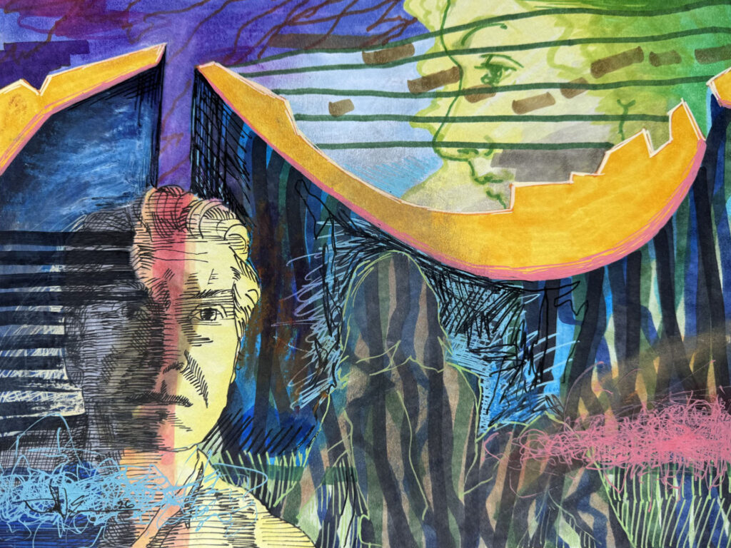 The Path of Light - Mixed Media on Paper, 12" x 9", 2025
