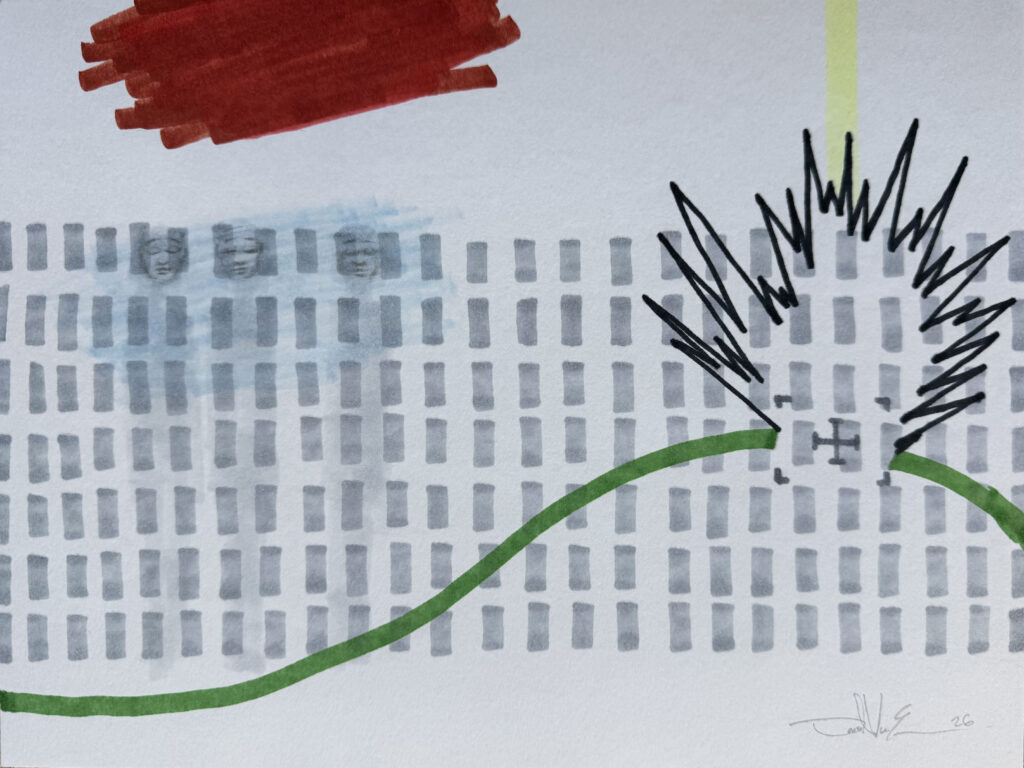 175 - Mixed Media on Paper, 12" x 9", 2025