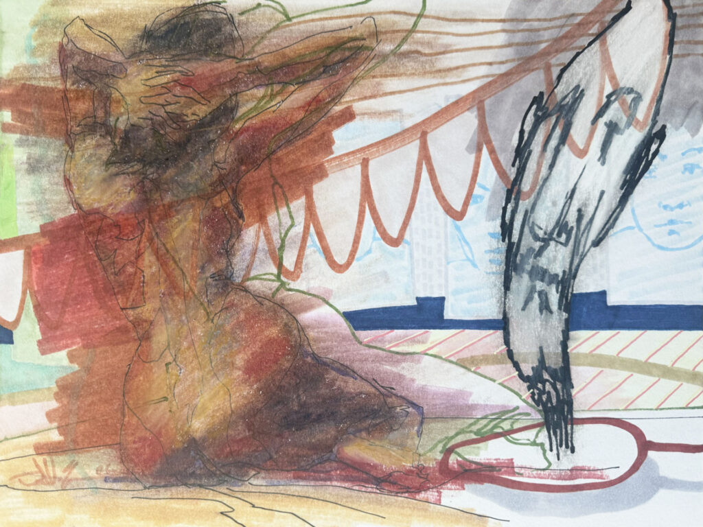 The Gaze - Mixed Media on Paper, 12" x 9", 2026