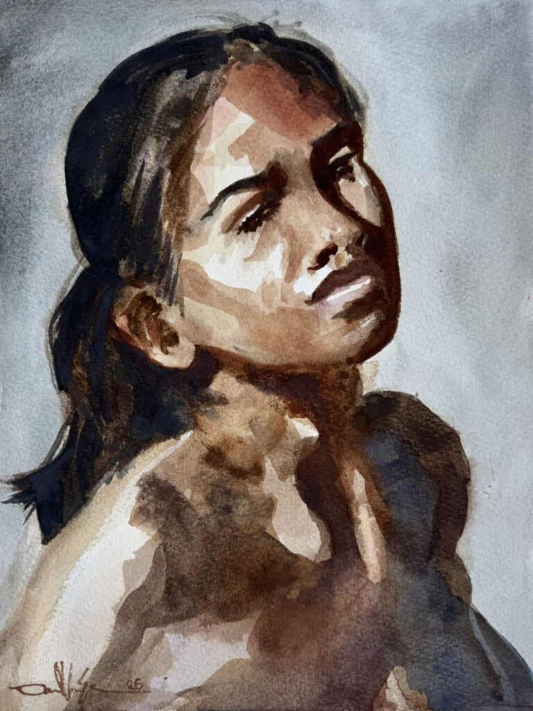 Tear In My Heart – $150, 12″ x 9″, Watercolor on Paper, 2026
