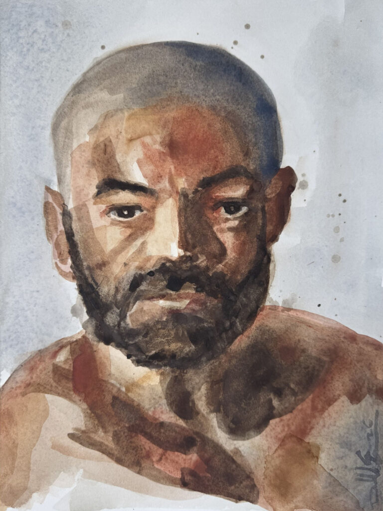Between Thoughts – $150, 12″ x 9″, Watercolor on Paper, 2026