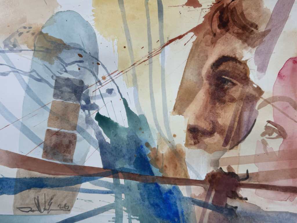 Confrontation With The Other Side – $150, 9" x 12", Watercolor on Paper, 2026