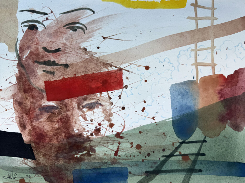 Resurrflection – $150, 9" x 12", Watercolor and Markers on Paper, 2026