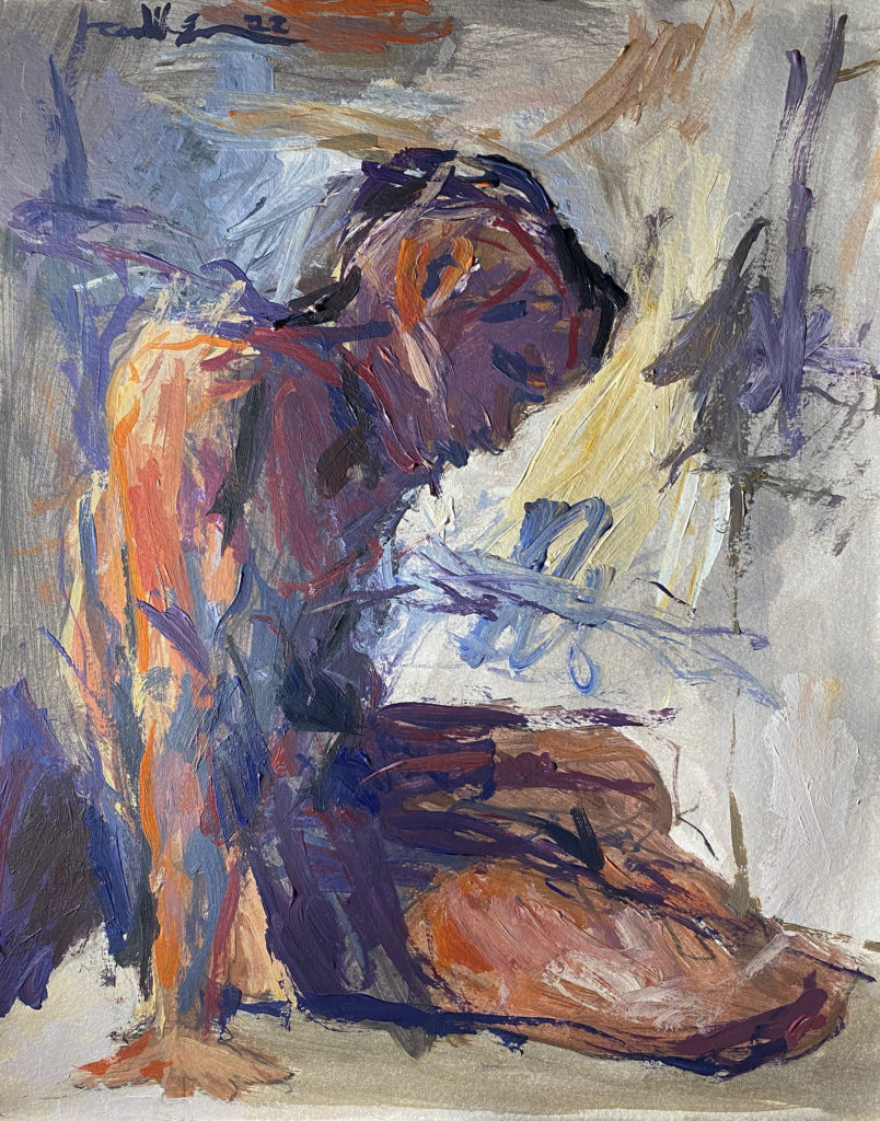 Figure Study – $750, 11" x 14", Acrylic on Paper, 2022 - Framed