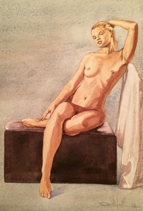 Female Leaning Against Chair