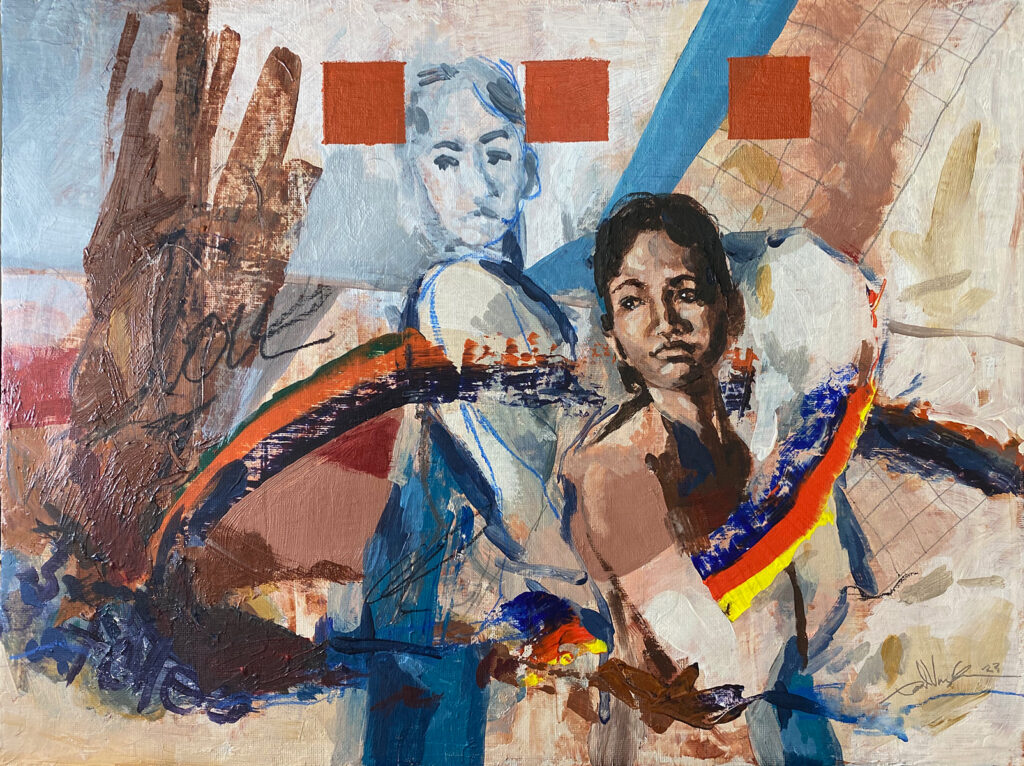 Fates – $250, 12" x 9", Acrylic on Canvas Board, 2023