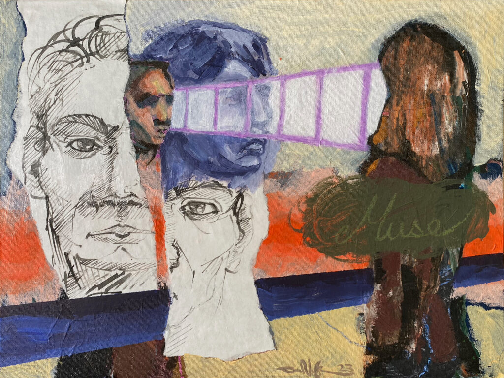Breakthrough – $150, 12″ x 9″, Mixed Media and Collage on Canvas Board, 2021