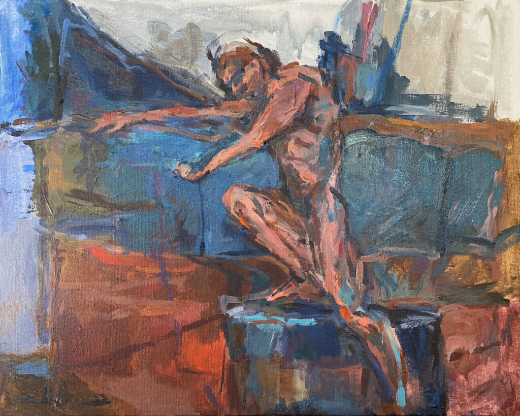 Model in the Studio – $250, 20" x 16", Acrylic on Canvas Board, 2023