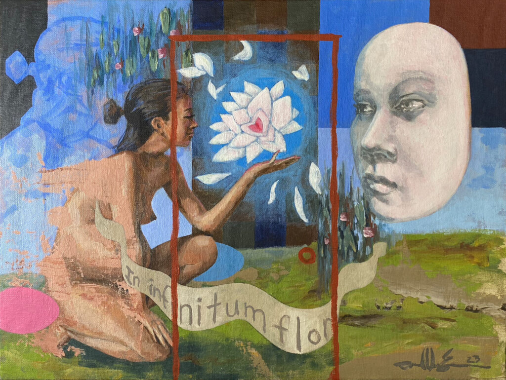 Infinite Bloom – $250, 14" x 11", Acrylic on Canvas Board, 2023